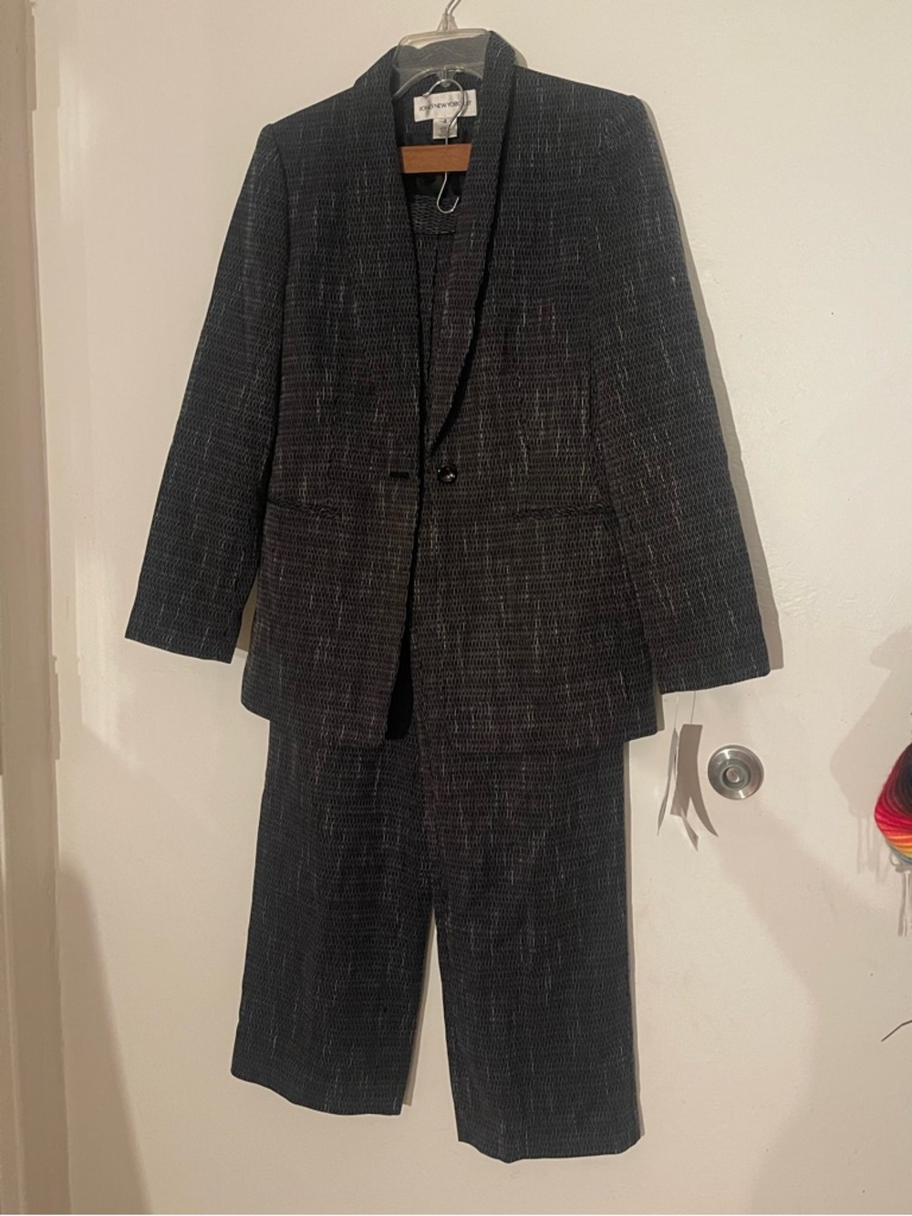 Jones New York Men's Charcoal Textured Suit - Dark Gray Two-Piece